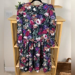 VTG 80s Drop Waist Party Floral Dress | Prom | Coquette | Tulle Lined | Size 10